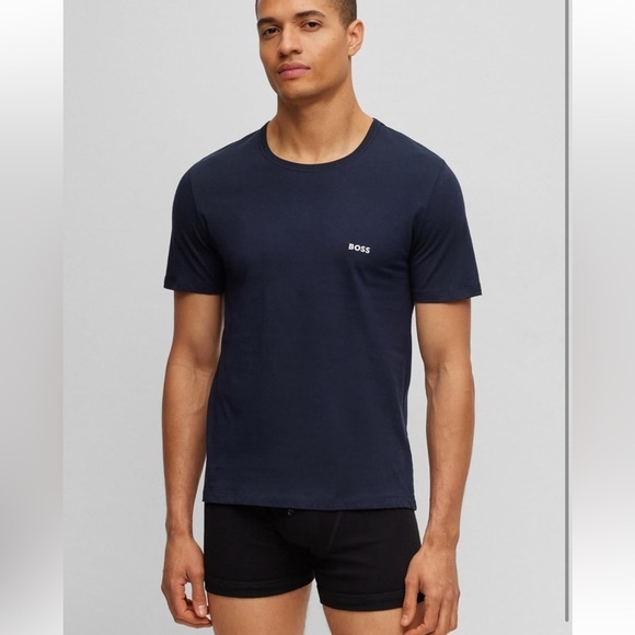 BOSS 3 Pack Classic Logo-Embroidered Cotton T-Shirts XL White/Navy/Black - Picture 2 of 4